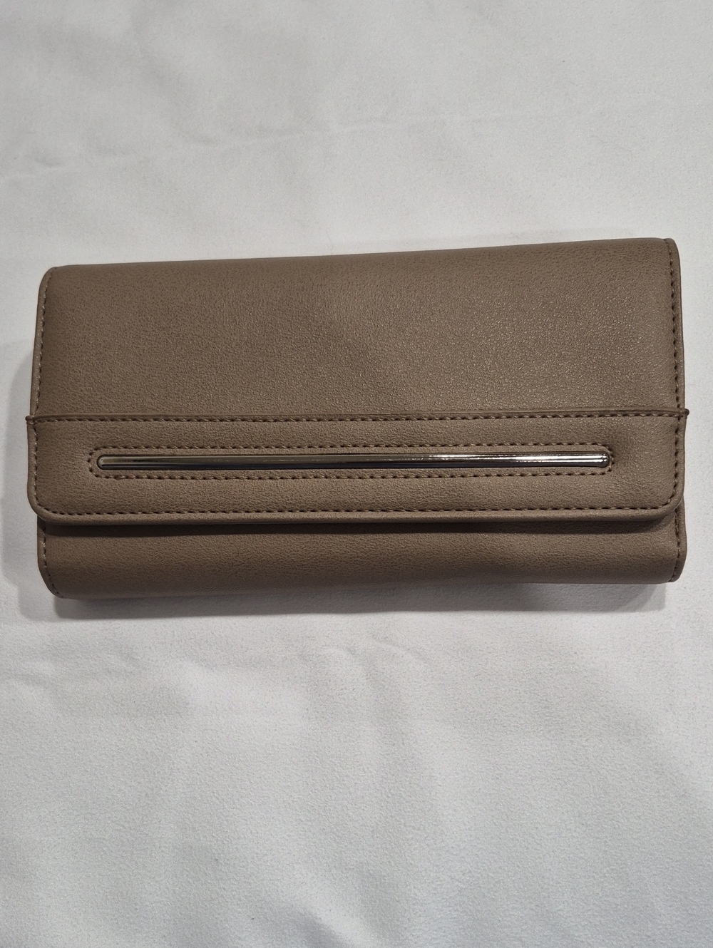 Bentley Taupe Fold-Over Clutch Trifold Wallet RFID